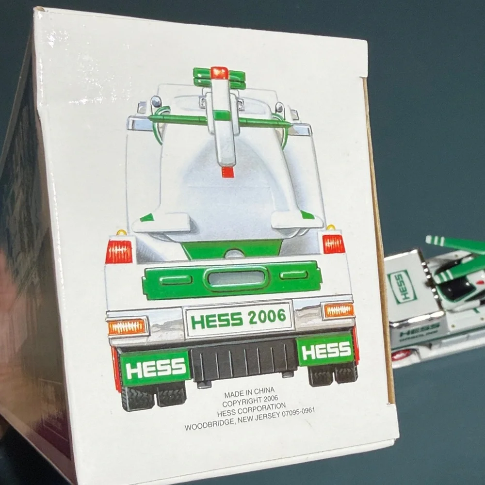 Hess Green & White Toy Truck and Helicopter - Kids Vehicles